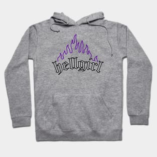 Hellgirl Aesthetic Goth Grl Grunge Design (Purple Flames & Black Text) Hoodie